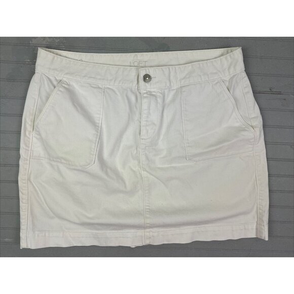 Loft Size 10 Womens Skirt White Above Knee Stretch Straight - Picture 1 of 4